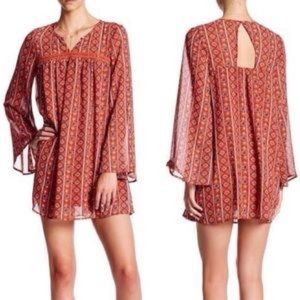 Wyld Hart Bell Sleeve Printed Boho Tunic Dress S